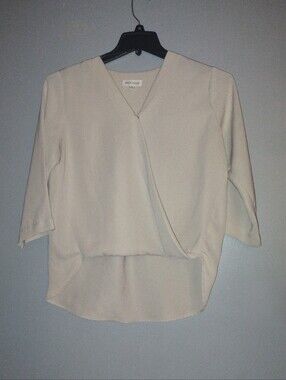 Prologue Cream Wrap-Front V-Neck Blouse